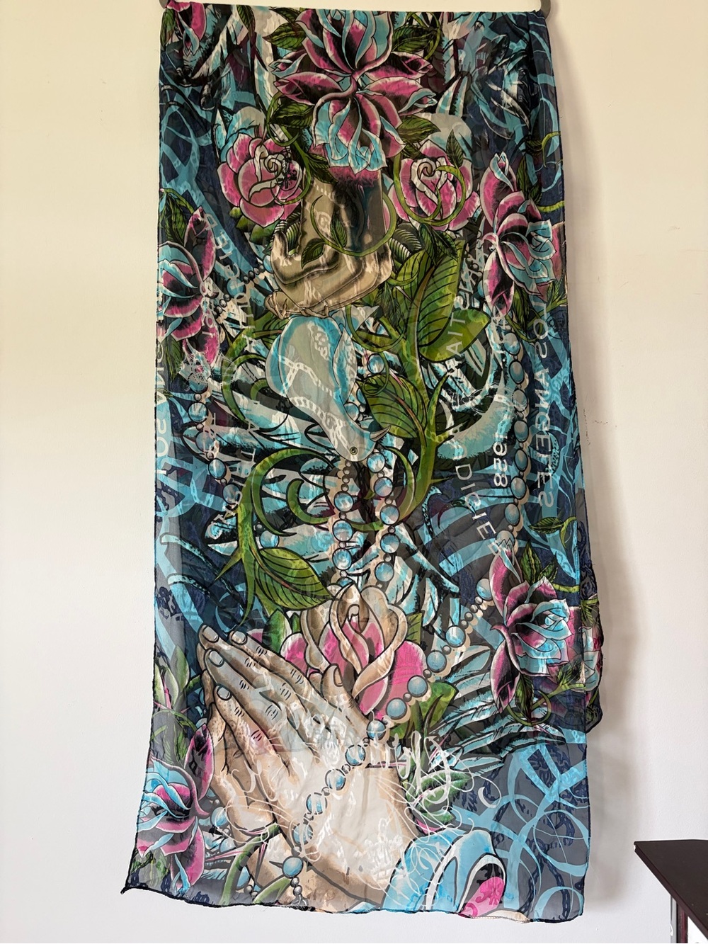 Christian Audigier silk y2k scarf y2k grunge art to wear artsy